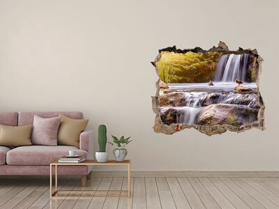 Pegatina de vinilo agujero 3d para pared Cascada en el bosque
