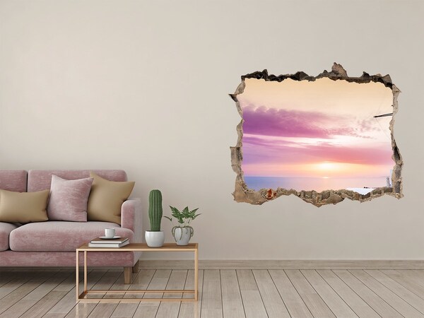 Pegatina de vinilo agujero 3d para pared Vista de la isla griega