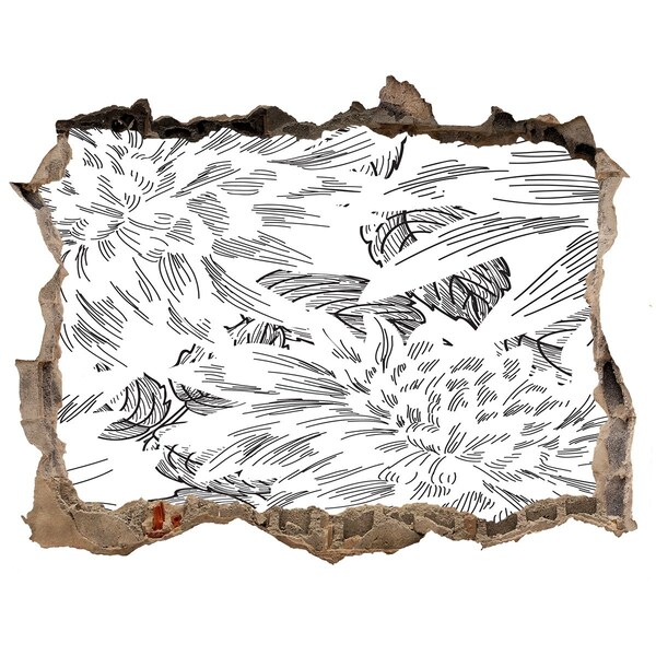 Naklejka 3D dziura na ścianę Kwiatowy wzór w dziurze w ścianie