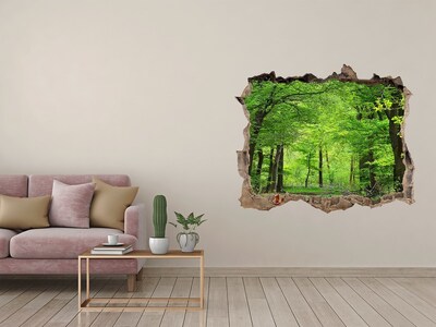 Vinilo pared rota 3d efecto realista Bosque verde en un agujero en la pared