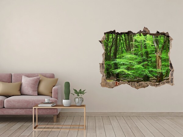 Pegatina de vinilo agujero 3d para pared Bosque verde en un agujero en la pared