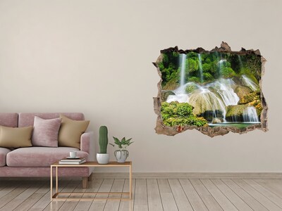 Vinilo pared rota 3d efecto realista Cascada en la selva