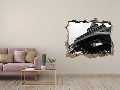 Trampantojo de pared rota efecto profundidad La Torre Eiffel en un entorno monocromático