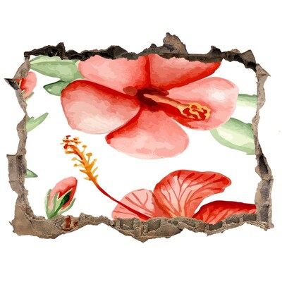 Pegatina de vinilo agujero 3d para pared Jardín de flores detrás de los muros