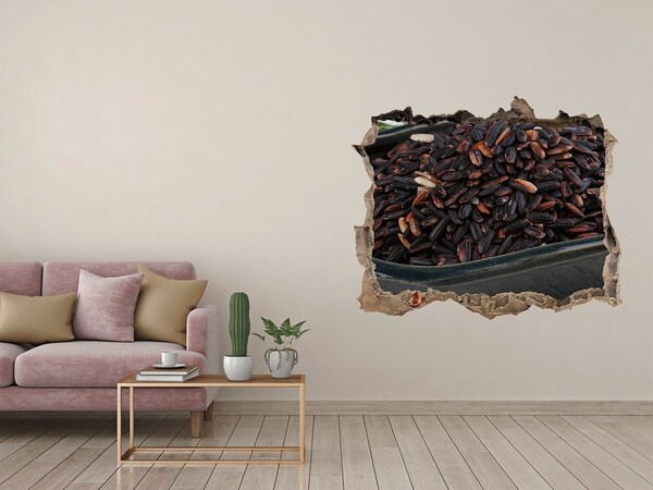 Vinilo pared rota 3d efecto realista Fiesta del arroz negro