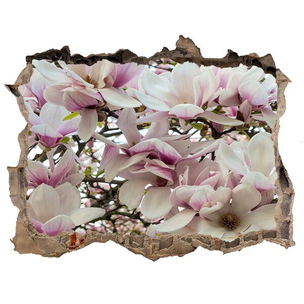 Vinilo pared rota 3d efecto realista Paraíso floral de magnolia