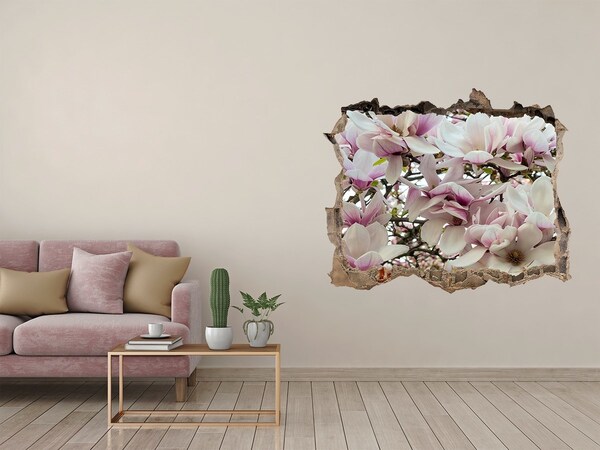 Vinilo pared rota 3d efecto realista Paraíso floral de magnolia