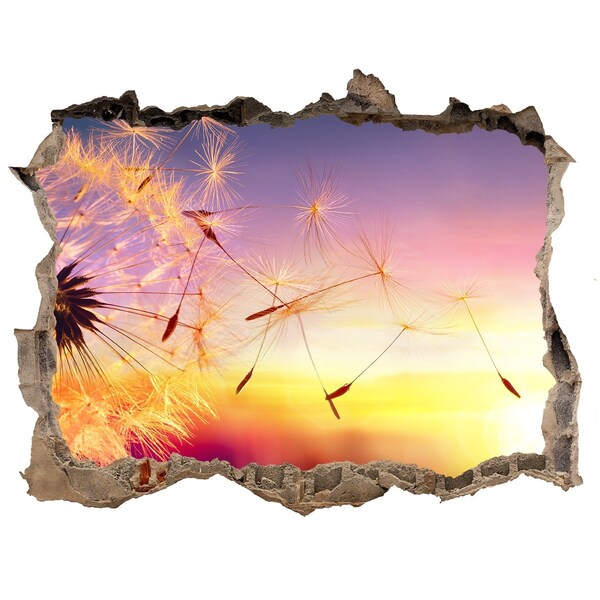 Pegatina de vinilo agujero 3d para pared Sueños de flores al atardecer