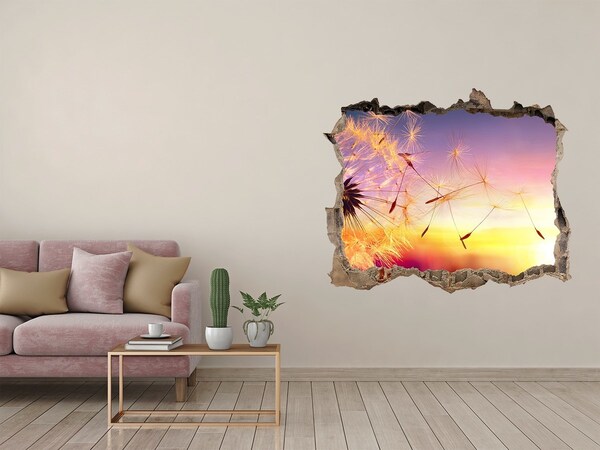 Pegatina de vinilo agujero 3d para pared Sueños de flores al atardecer