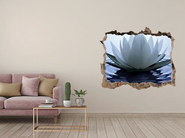 Vinilo pared rota 3d efecto realista Flor de loto en el agua