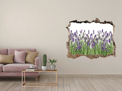 Vinilo pared rota 3d efecto realista Oasis floral de lavanda