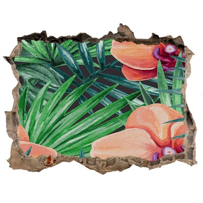 Trampantojo de pared rota efecto profundidad Un paraíso floral en los trópicos