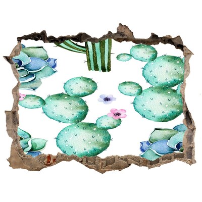 Vinilo pared rota 3d efecto realista Cactus en un agujero en la pared