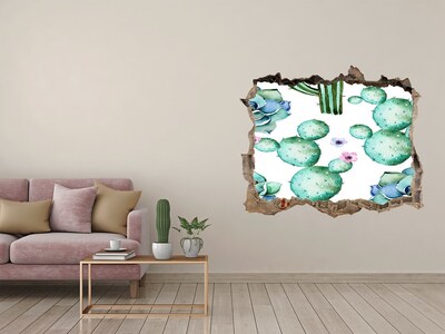 Vinilo pared rota 3d efecto realista Cactus en un agujero en la pared