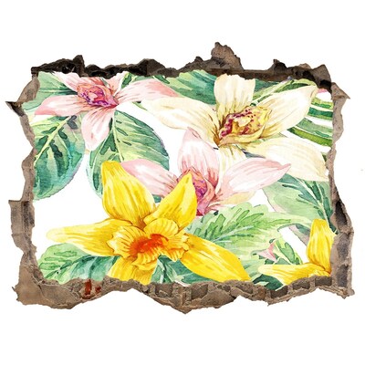 Trampantojo de pared rota efecto profundidad Jardín de flores detrás del muro