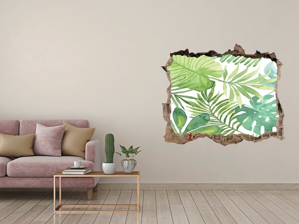 Vinilo pared rota 3d efecto realista Un paraíso tropical entre las hojas