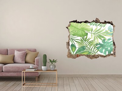 Vinilo pared rota 3d efecto realista Un paraíso tropical entre las hojas
