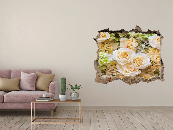 Pegatina de vinilo agujero 3d para pared Un paraíso de flores detrás del muro
