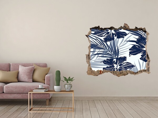 Vinilo pared rota 3d efecto realista Paraíso tropical con flores