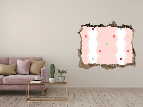 Pegatina de vinilo agujero 3d para pared Pared rosa con puntos