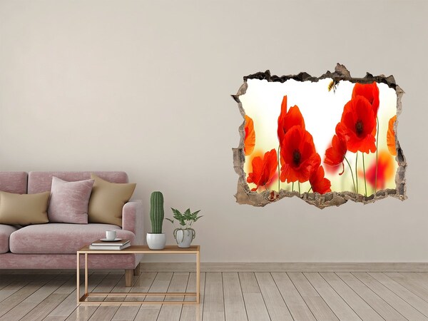 Trampantojo de pared rota efecto profundidad Paraíso de flores con una abeja