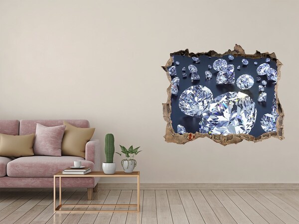 Trampantojo de pared rota efecto profundidad Diamantes brillantes en la pared