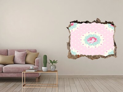Vinilo pared rota 3d efecto realista Patrón floral sobre fondo rosa