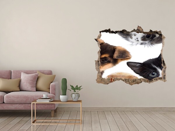 Pegatina de vinilo agujero 3d para pared Animales mirones