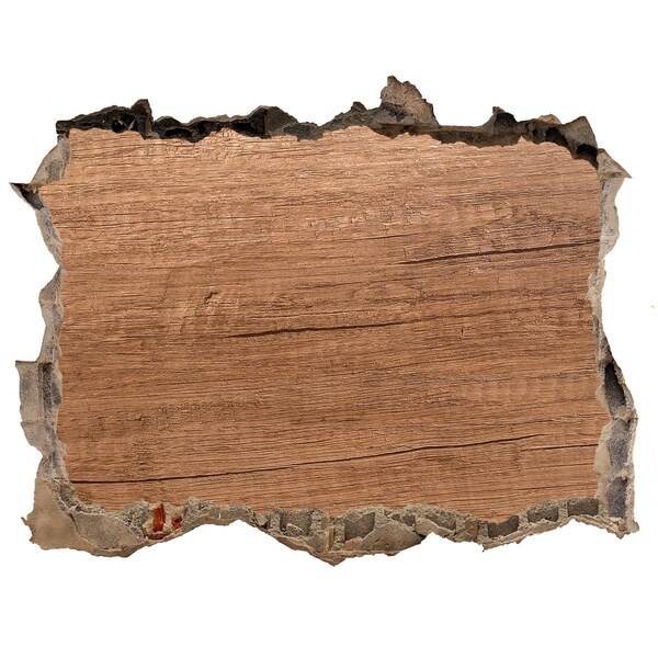 Pegatina de vinilo agujero 3d para pared Una pared dañada con una tabla de madera