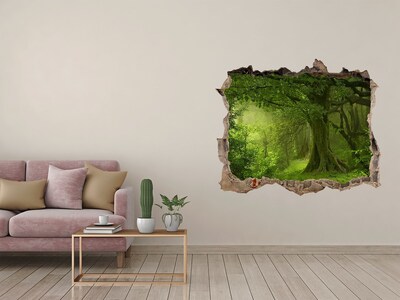 Vinilo pared rota 3d efecto realista Un bosque verde lleno de vida