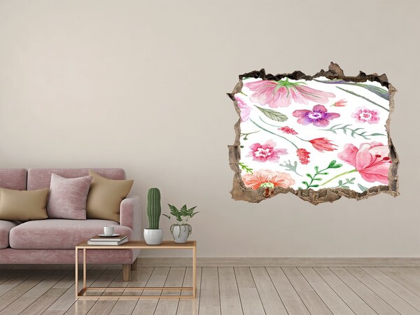 Pegatina de vinilo agujero 3d para pared Jardín de flores detrás del muro