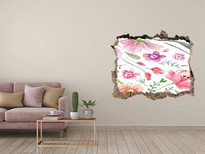 Pegatina de vinilo agujero 3d para pared Jardín de flores detrás del muro