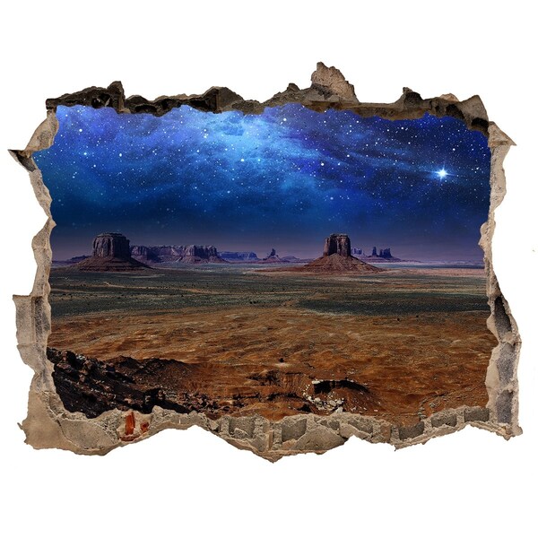 Vinilo pared rota 3d efecto realista Paisaje espacial en Monument Valley