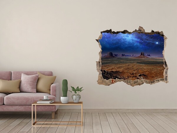 Vinilo pared rota 3d efecto realista Paisaje espacial en Monument Valley