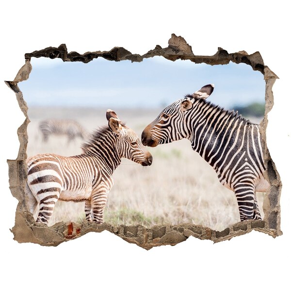 Pegatina agujero en la pared autoadhesiva Cebras en estado salvaje