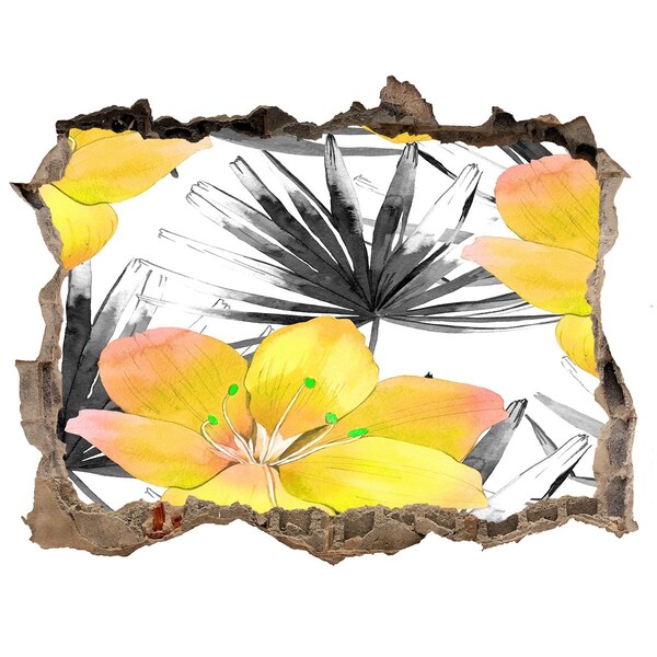 Pegatina de vinilo agujero 3d para pared Jardín tropical en un agujero en la pared