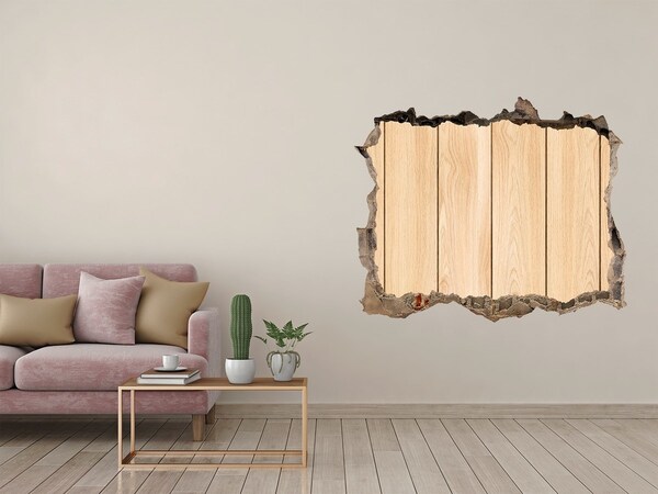 Vinilo pared rota 3d efecto realista Una pared dañada con piso de madera