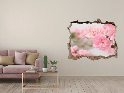 Vinilo pared rota 3d efecto realista Un paraíso de flores detrás del muro