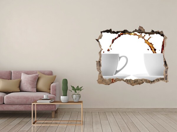 Vinilo pared rota 3d efecto realista Café en una pared en ruinas