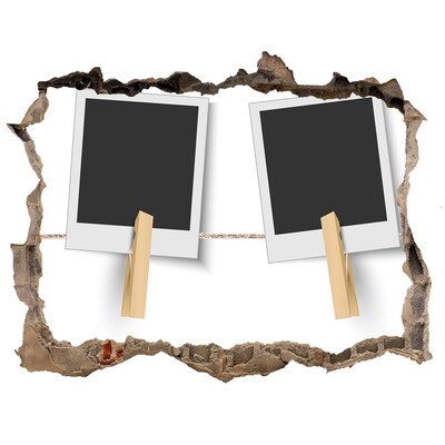Pegatina de vinilo agujero 3d para pared Una pared dañada con marcos de fotos