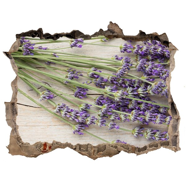 Trampantojo de pared rota efecto profundidad Campo de lavanda detrás del muro