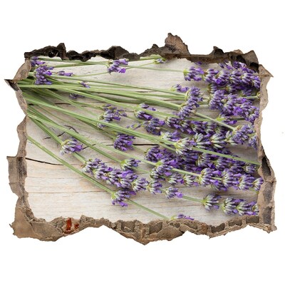 Trampantojo de pared rota efecto profundidad Campo de lavanda detrás del muro