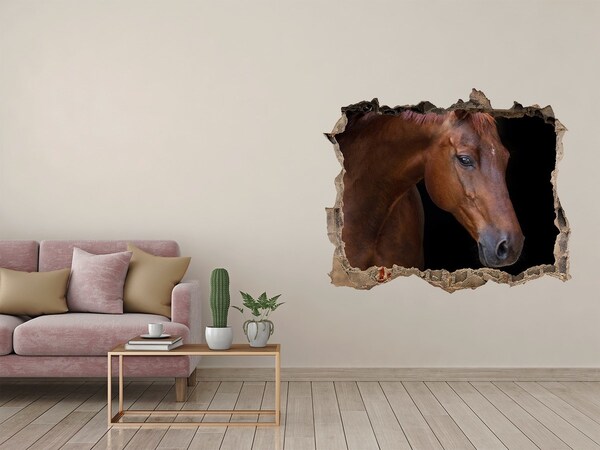 Vinilo pared rota 3d efecto realista Un caballo en un muro roto