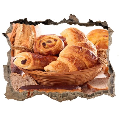 Vinilo pared rota 3d efecto realista Deliciosos productos horneados en una canasta