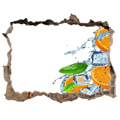 Pegatina de vinilo agujero 3d para pared Cóctel refrescante de cítricos