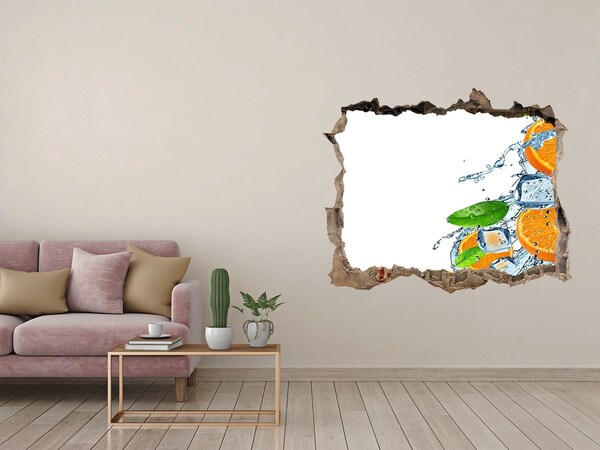 Pegatina de vinilo agujero 3d para pared Cóctel refrescante de cítricos