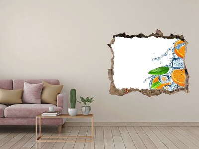 Pegatina de vinilo agujero 3d para pared Cóctel refrescante de cítricos