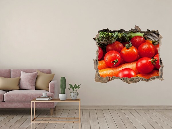 Trampantojo de pared rota efecto profundidad Verduras frescas del huerto