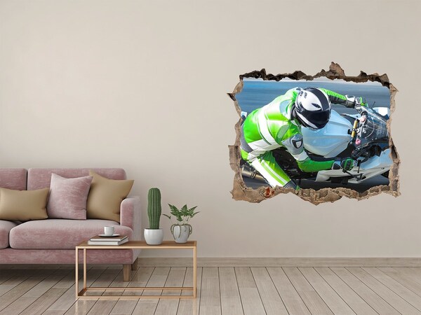 Fototapeta dziura na ścianę 3d Motocyklowy wyścig w akcji