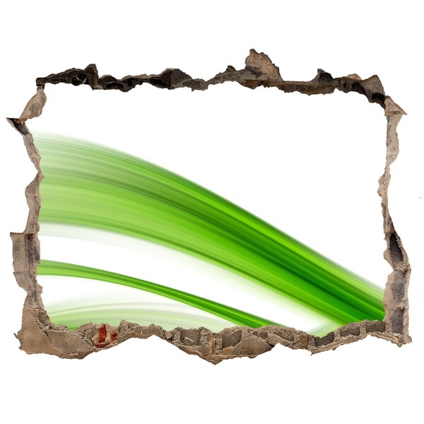 Trampantojo de pared rota efecto profundidad Prado verde a través de un agujero en la pared